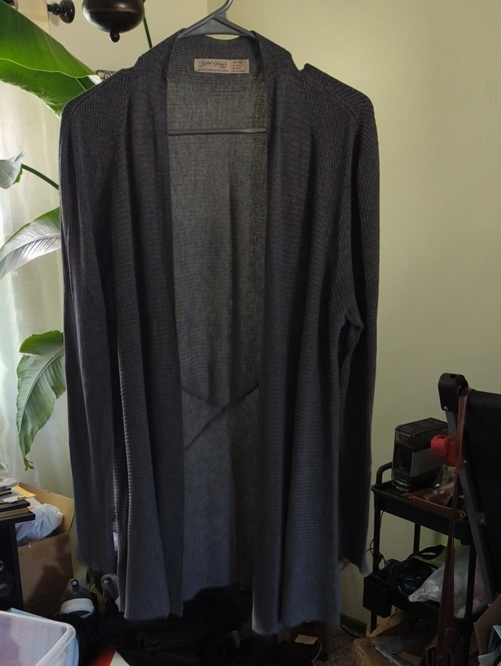 Faded Glory Charcoal Gray Open-Front Long Cardigan